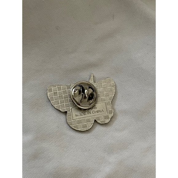 Butterfly Silver and 2-Tone Blue & Corral Color Resin Lapel Pin / Brooch - Picture 5 of 10